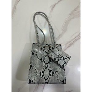 Nine West Black and Gray Snake Print Satchel